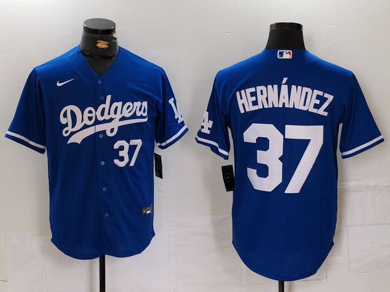 Men Los Angeles Dodgers #37 Hernandez Blue Nike Game 2024 MLB Jersey style 7243